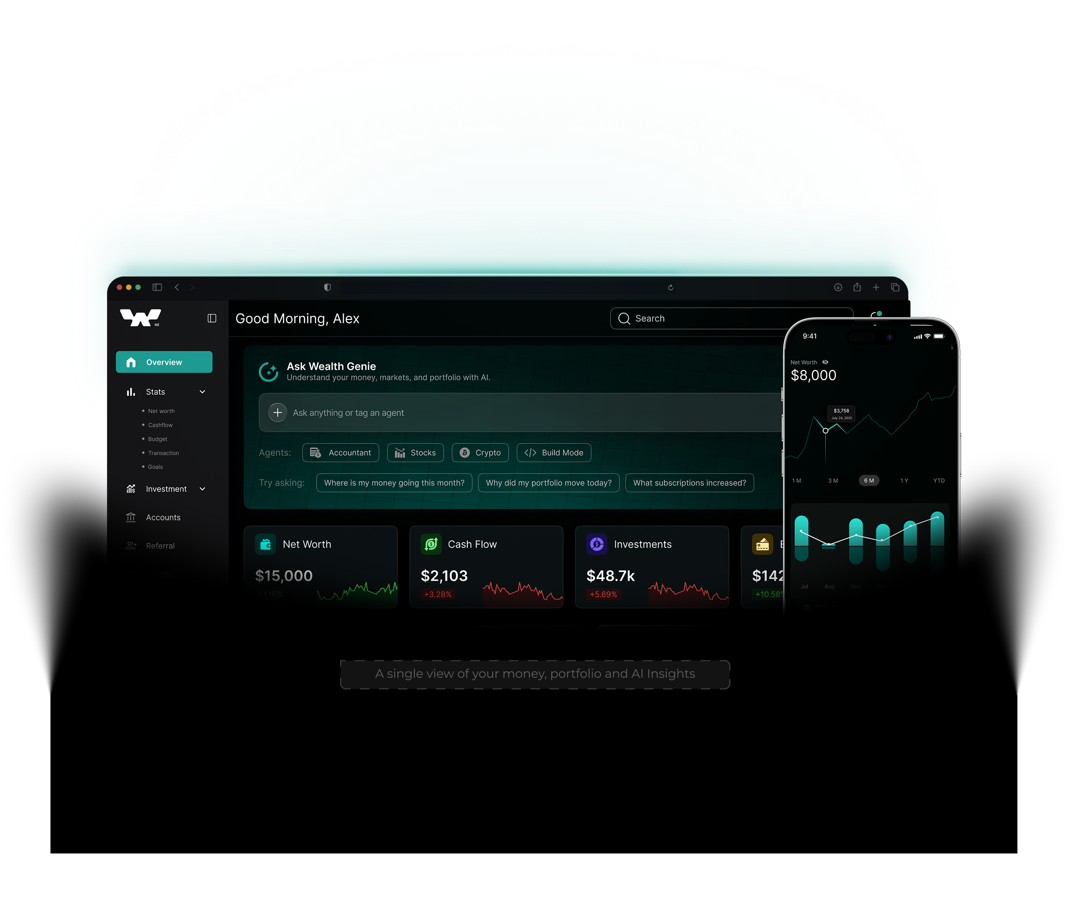WealthNX app dashboard preview
